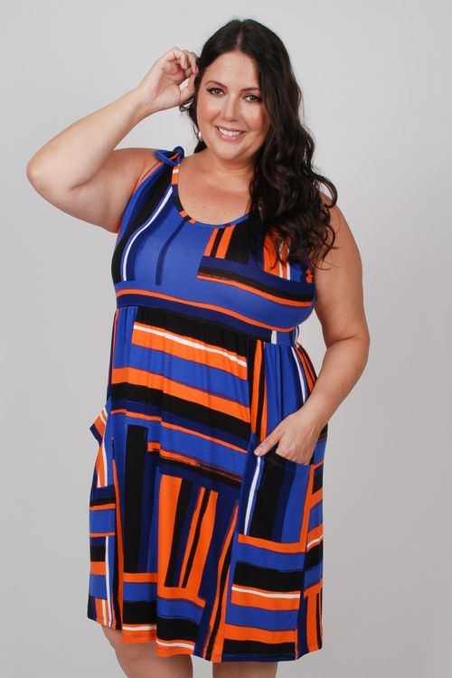 Vestido regata em malha plus size azul