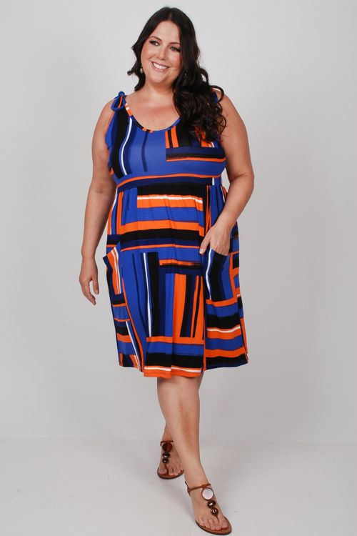 Vestido regata em malha plus size azul