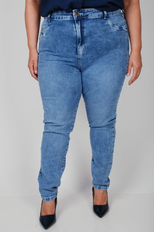 Calça jeans skinny plus size azul