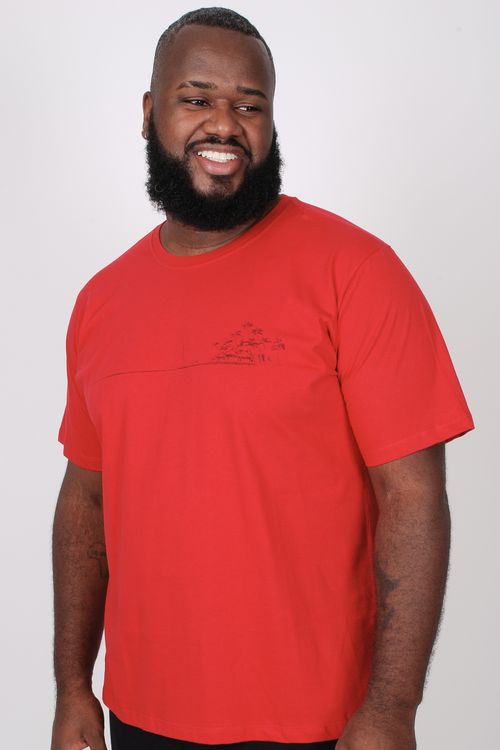 Camiseta com estampa 'tropical' plus size vermelho