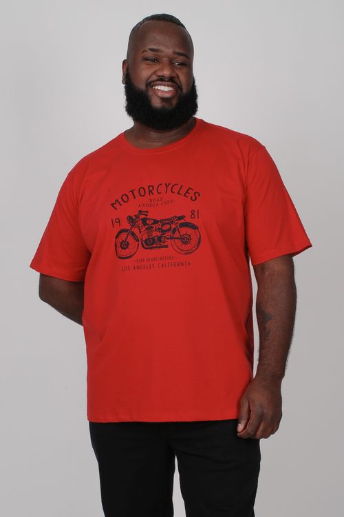 Camiseta com estampa 'moto' plus size vermelho