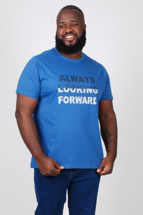 Camiseta com estampa em alto relevo plus size azul
