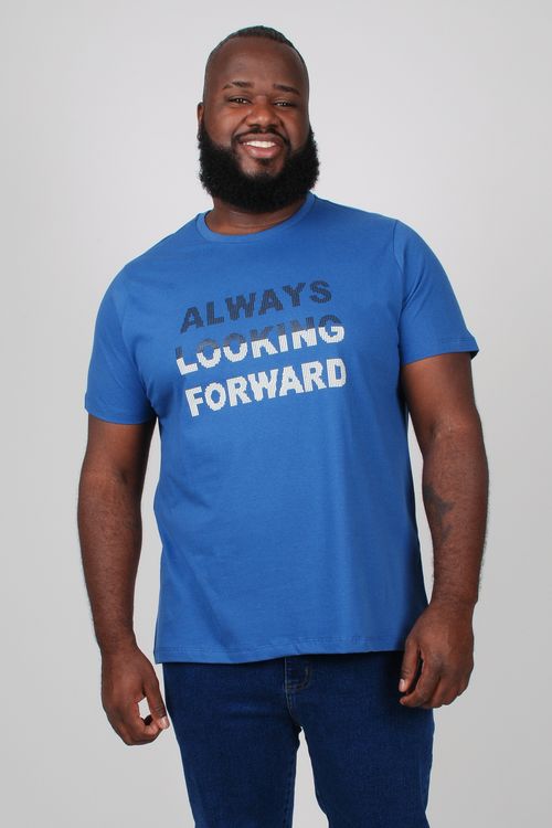 Camiseta com estampa em alto relevo plus size azul