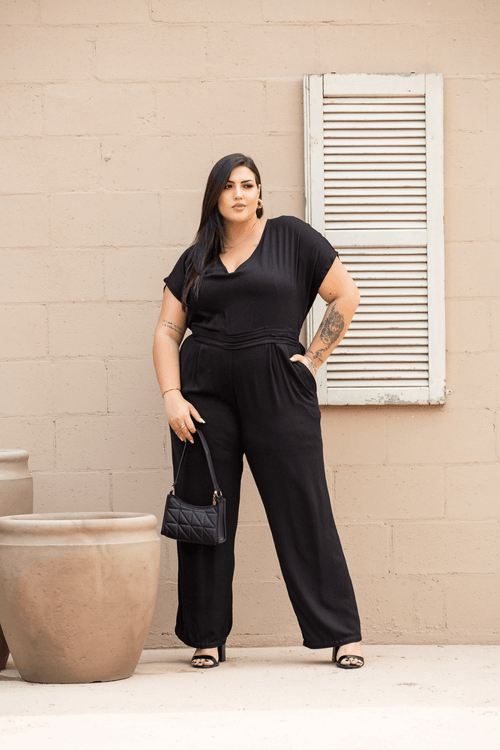 Macacao Longo Talita Plus Size PRETO