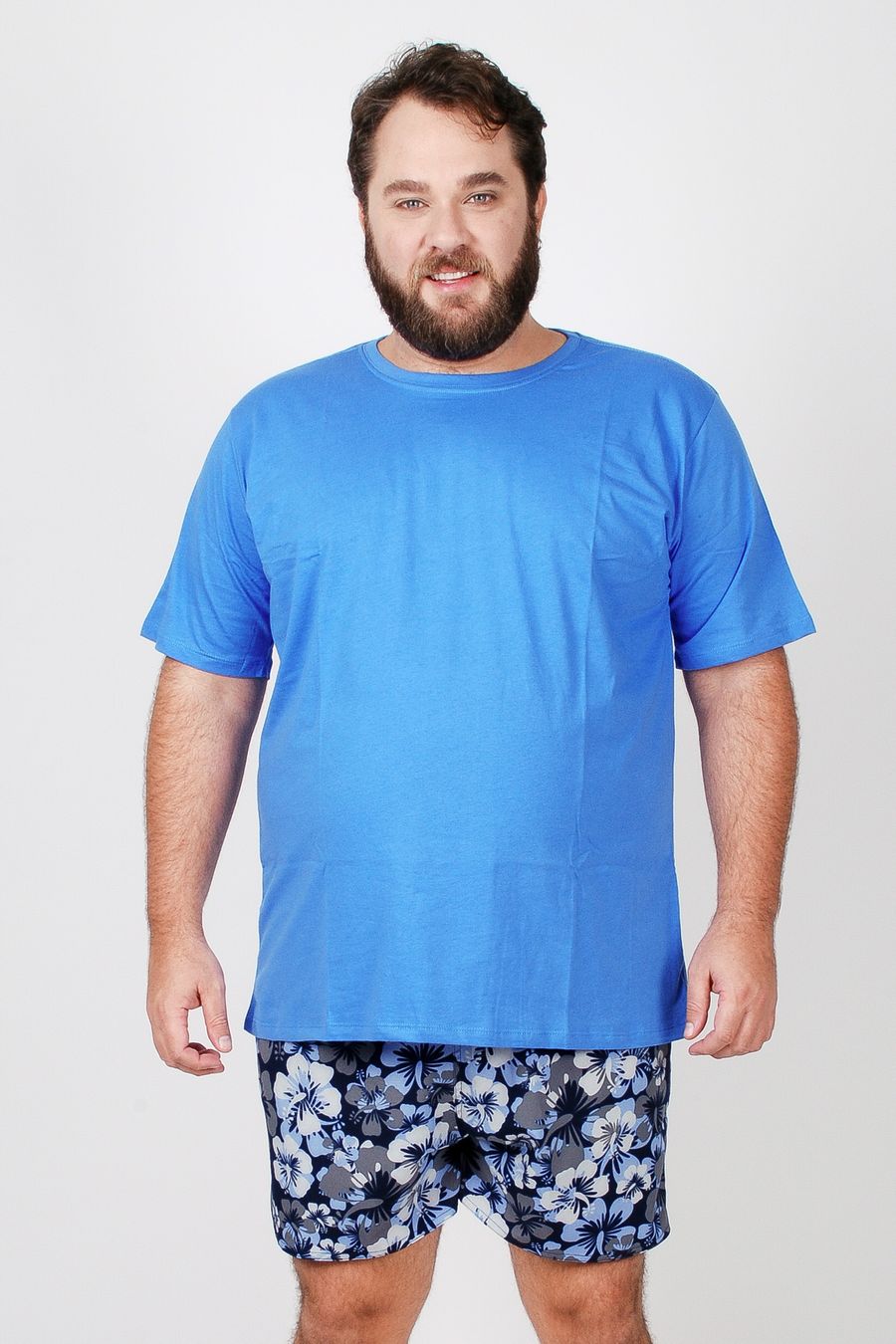 Camiseta básica masculina plus size azul celeste