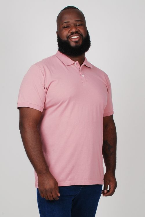 Camisa polo lisa  plus size rosa