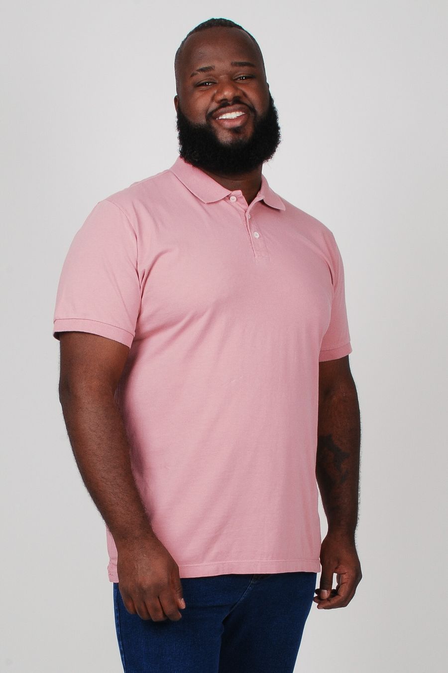 Camisa polo lisa  plus size rosa