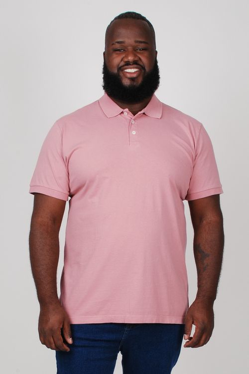 Camisa polo lisa  plus size rosa