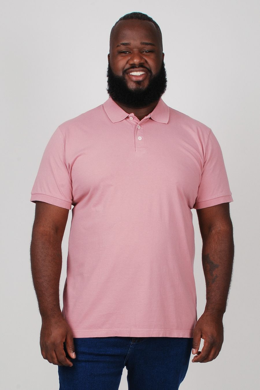 Camisa polo lisa  plus size rosa