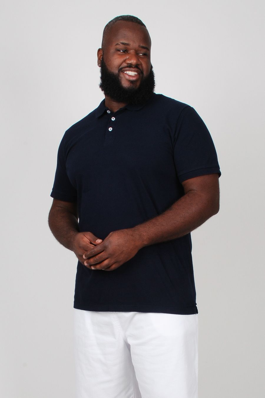 Camisa polo lisa  plus size preto