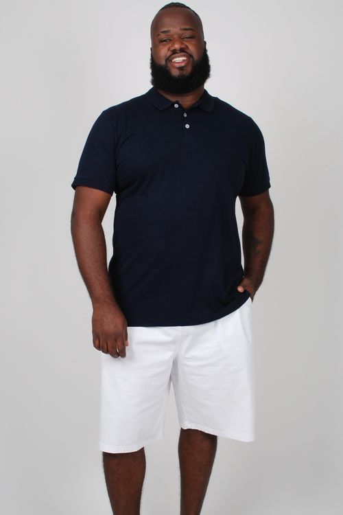Camisa polo lisa  plus size preto