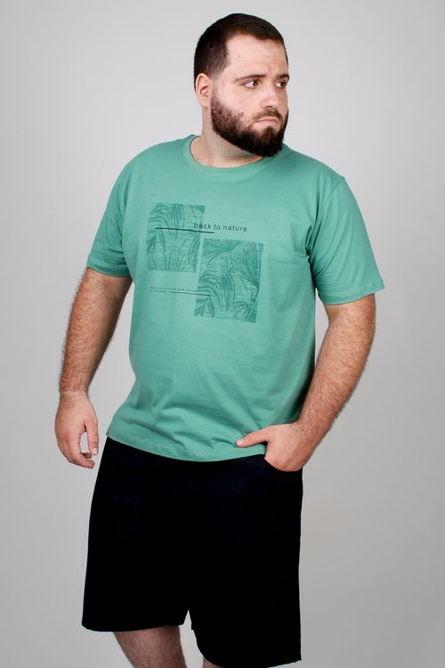Camiseta com estampa 'tropical' plus size verde