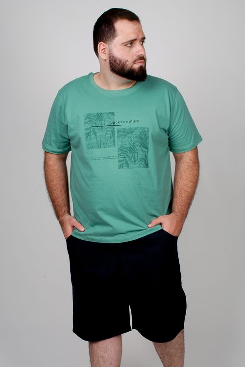 Camiseta com estampa 'tropical' plus size verde