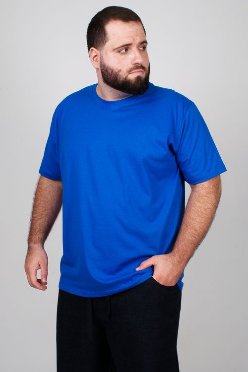 Camiseta básica masculina plus size azul cobalto