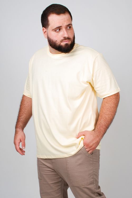 Camiseta básica masculina plus size amarelo claro