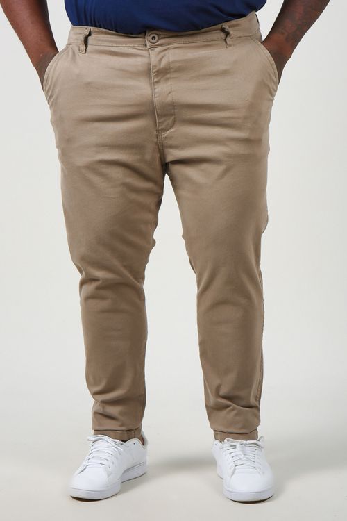 Calça sarja masculina confort esporte fino kaki