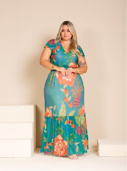 Vestido Longo Tule Zaya Plus Size VERDE