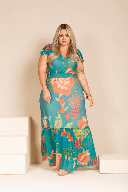 Vestido Longo Tule Zaya Plus Size VERDE