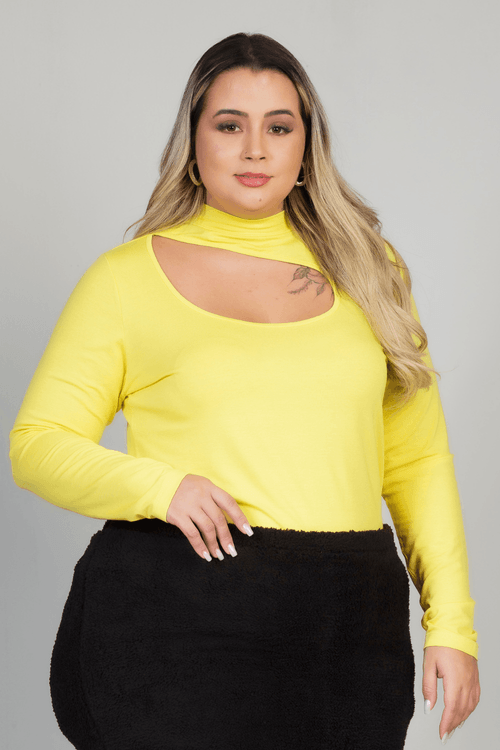 Blusa Manga Longa Gota Amarelo Plus Size