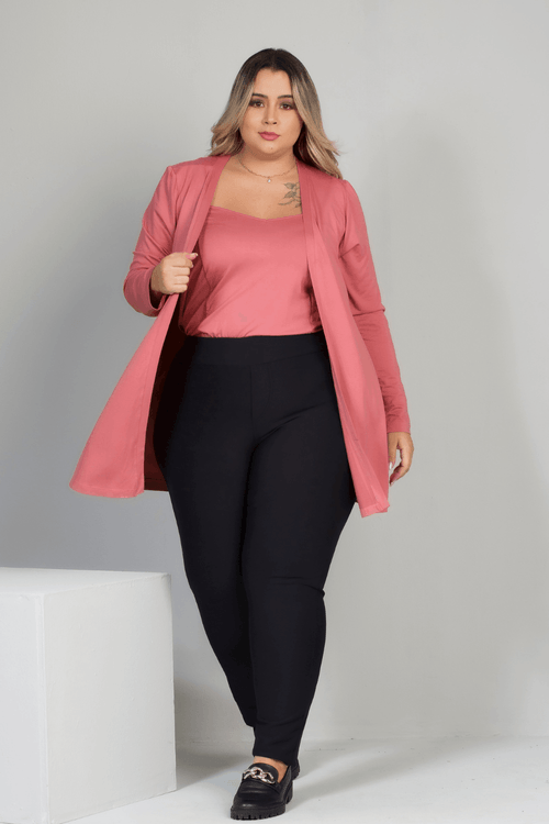 Cardigan Manga Longa Giovana Plus Size ROSE