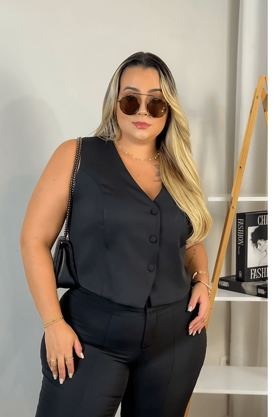 Colete Alfaiataria Venetta Plus Size PRETO