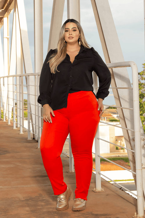 Calça Alfaiataria Venetta Plus Size VERMELHO QUEIMADO