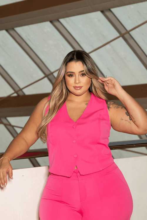 Colete Alfaiataria Venetta Plus Size PINK