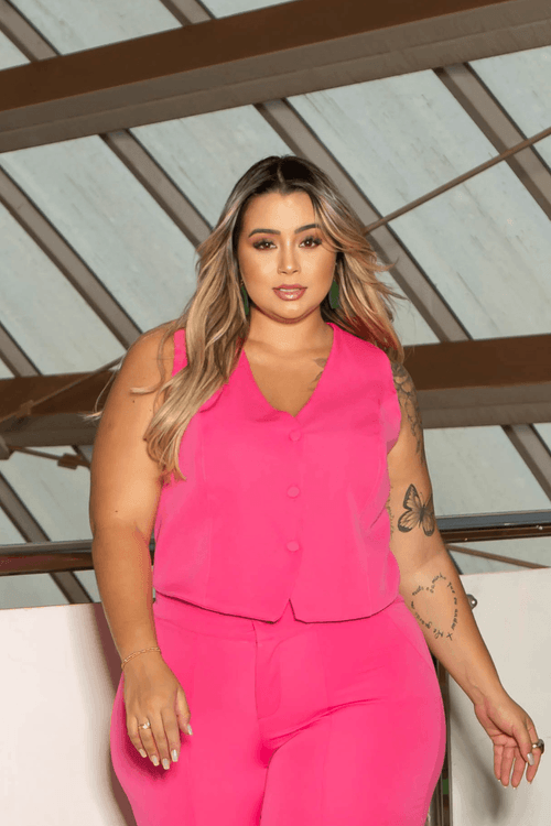 Colete Alfaiataria Venetta Plus Size PINK