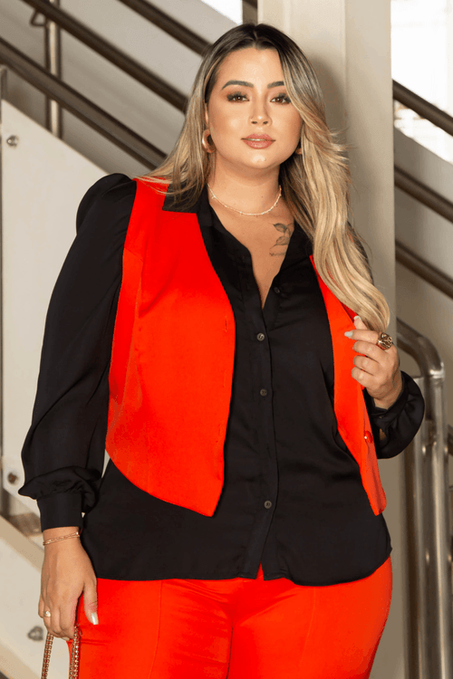 Colete Alfaiataria Venetta Plus Size VERMELHO QUEIMADO