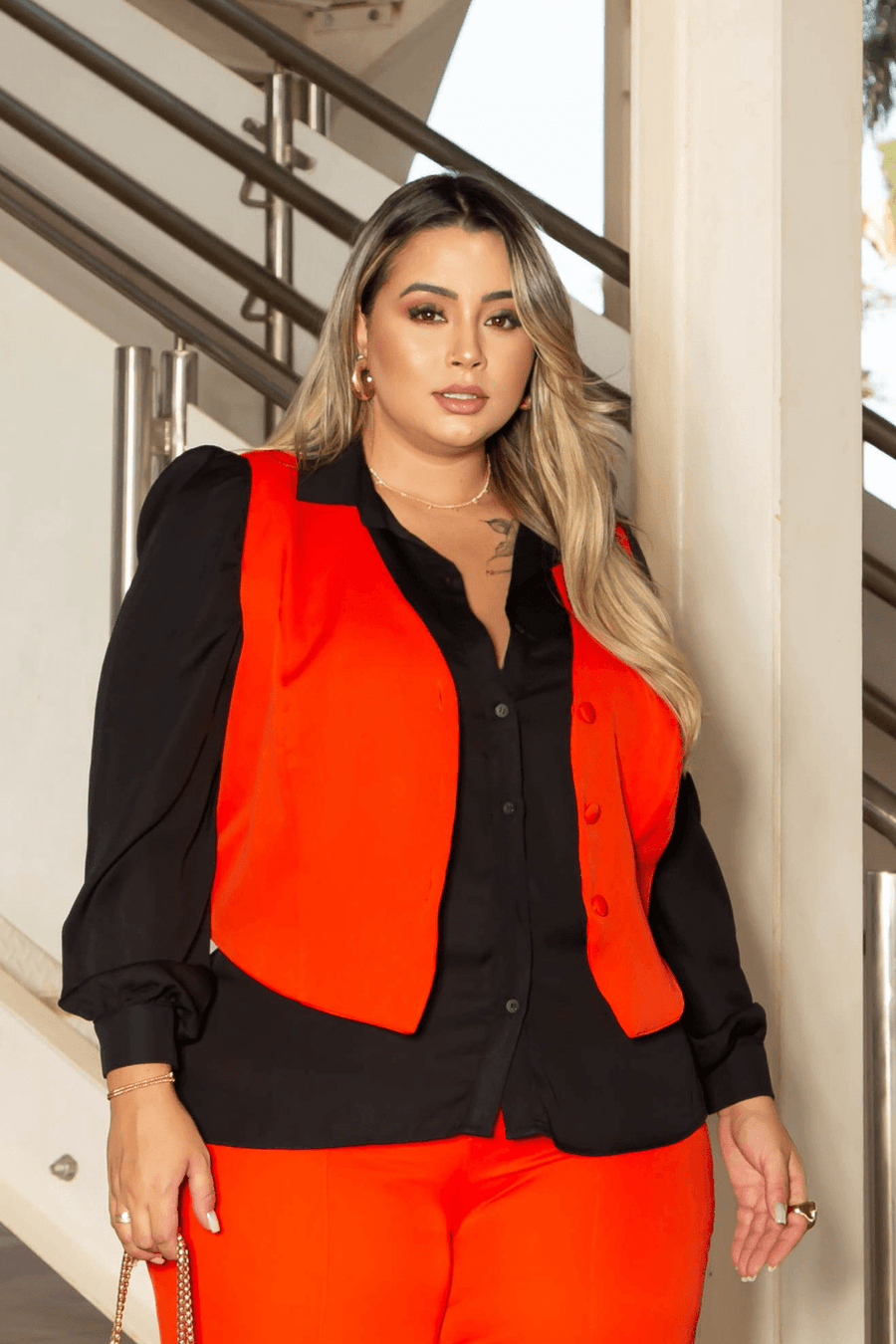 Colete Alfaiataria Venetta Plus Size VERMELHO QUEIMADO