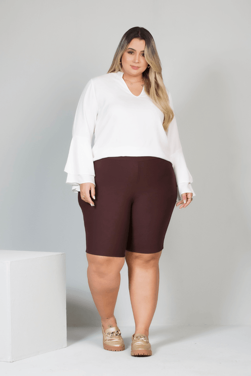 Bermuda alfaiataria roma plus size MARROM