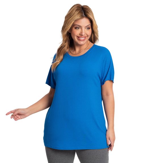 Blusa Feminina Plus Size Ribana Secret Glam Azul