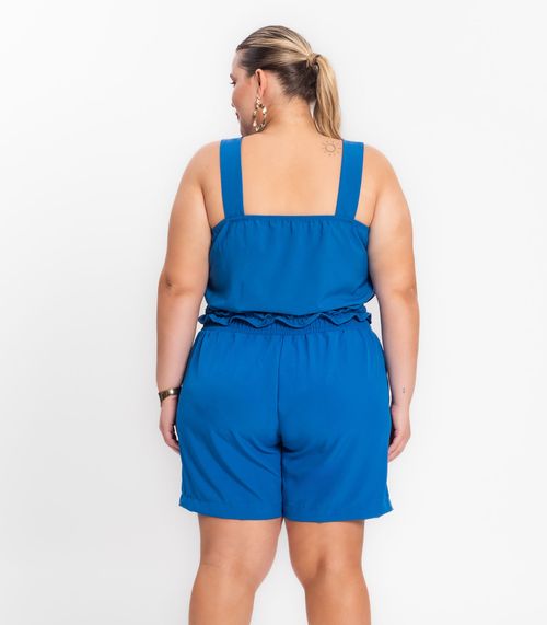 Shorts Feminino Plus Size Crepe Light Secret Glam Azul