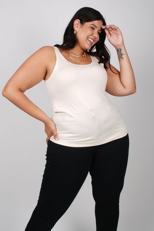 Regata de viscolycra básica plus size bege