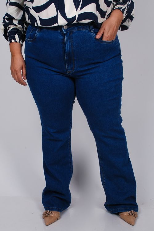 Calça flare jeans com elastano jeans blue