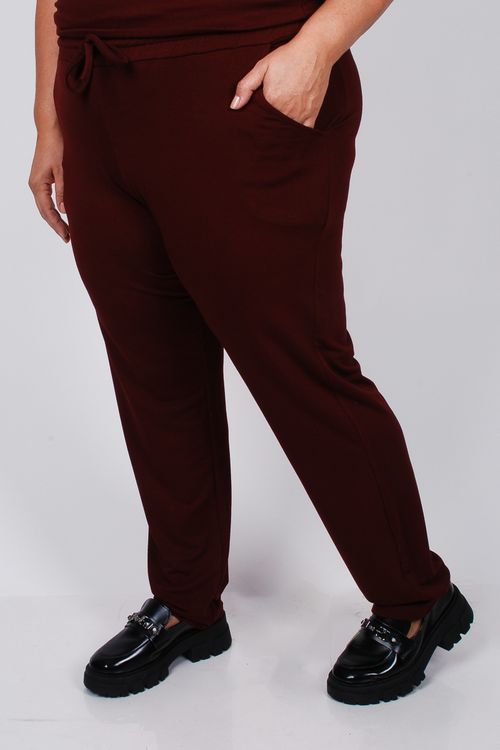 Calça de moletinho plus size vinho