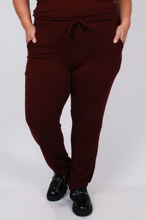 Calça de moletinho plus size vinho