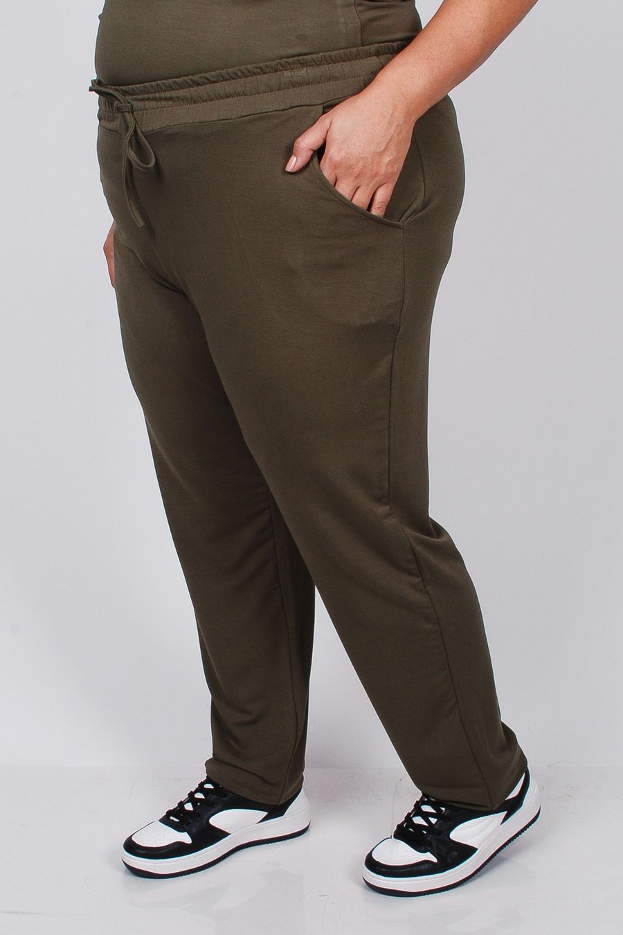 Calça de moletinho plus size verde