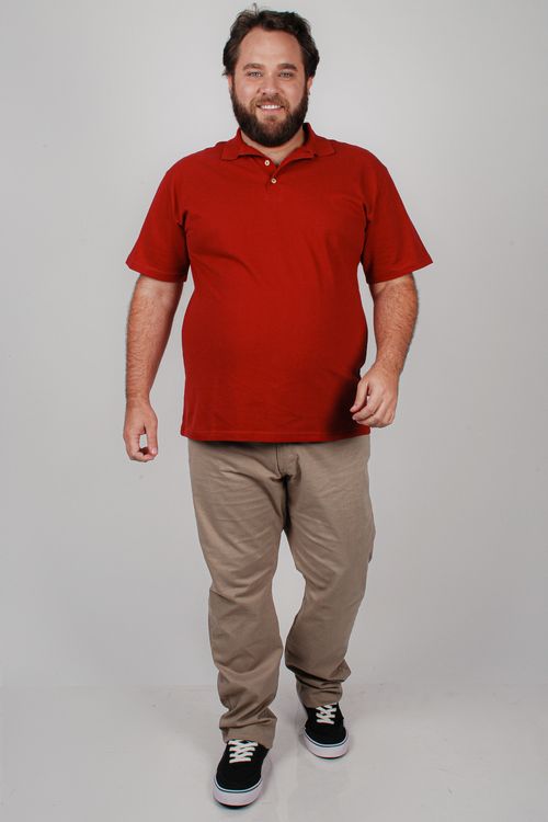 Calça reta masculna em sarja plus size kaki
