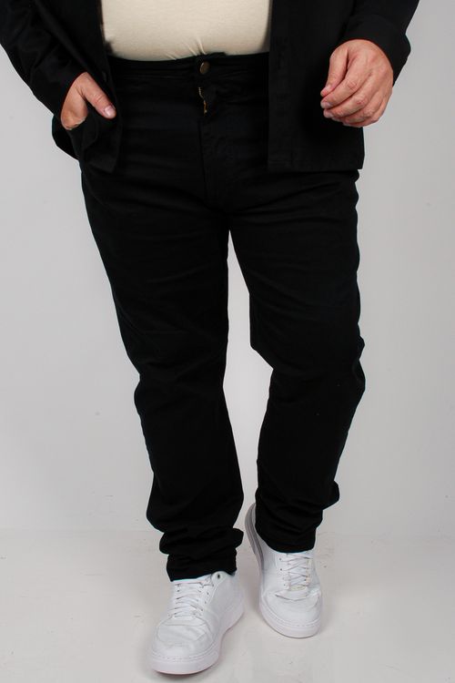 Calça reta masculna em sarja plus size preto