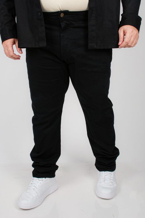 Calça reta masculna em sarja plus size preto
