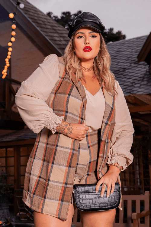 Colete Femino Flanelado Soho Plus Size MARROM