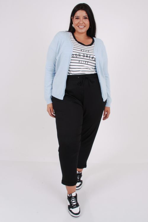 Cardigan liso em tricô azul