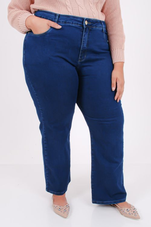 Calça reta blue jeans elastano feminina jeans blue