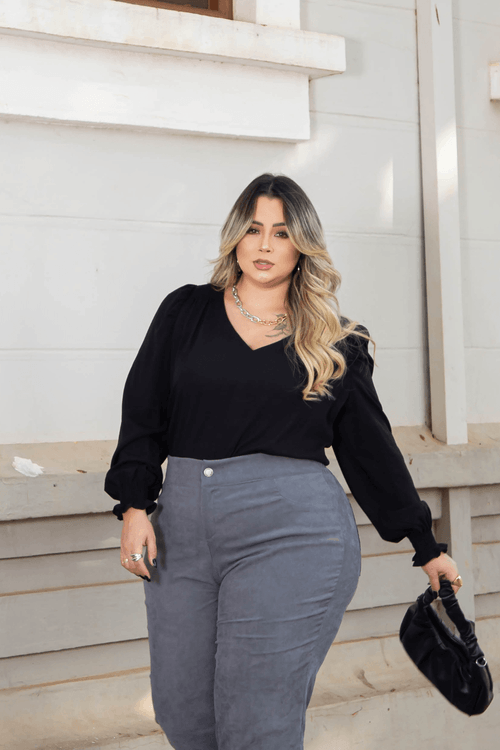 Blusa Viscolinho Andréa Plus Size PRETO