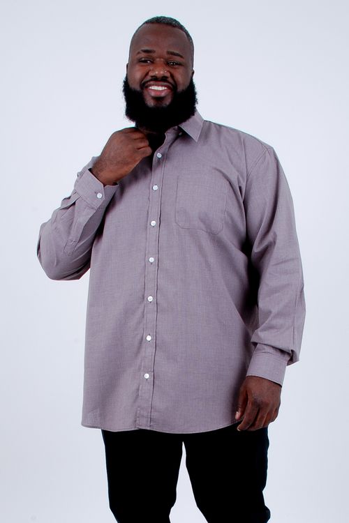 Camisa tricoline xadrez fio tinto manga longa marrom