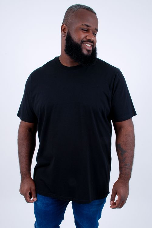 Camiseta manga curta básica meia malha lisa masculina preto