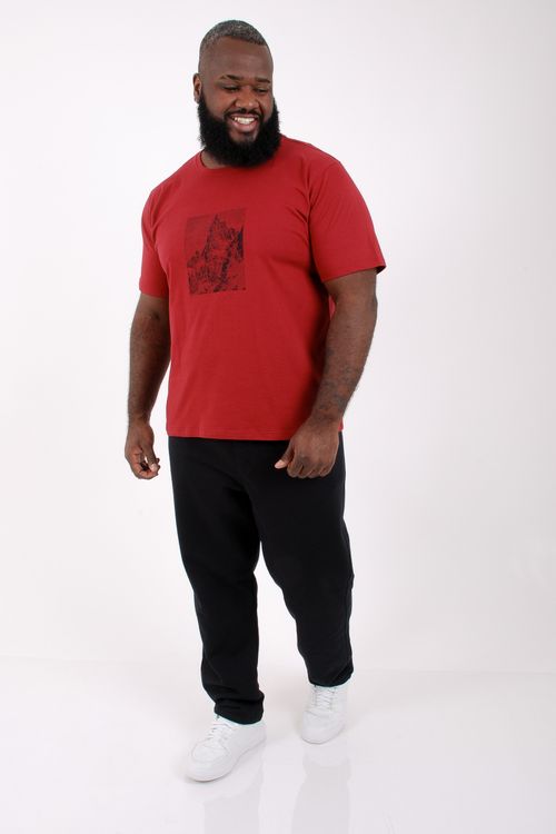 camiseta manga curta estampa frente paisagem vermelho