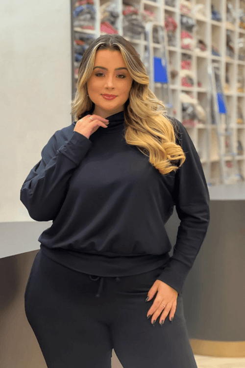 Conjunto Inverno Manga Morcego Plus Size PRETO
