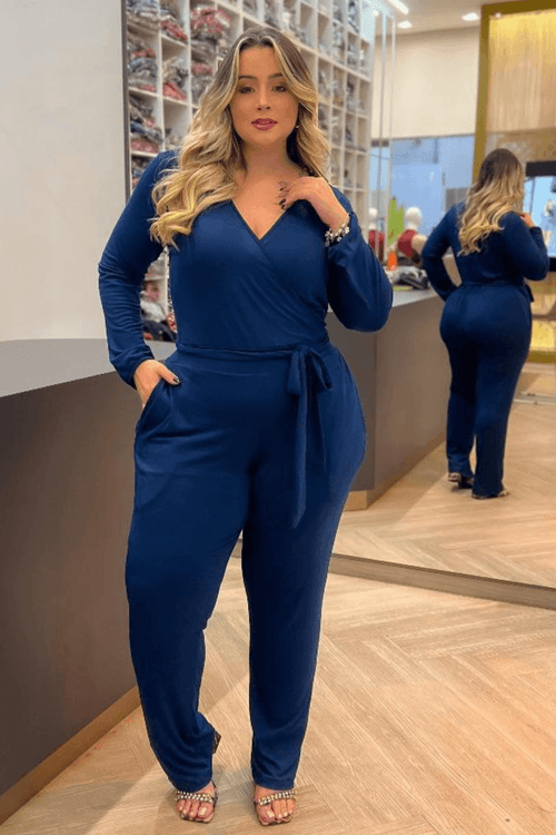 Macacão All Black Louise Plus Size AZUL MARINHO